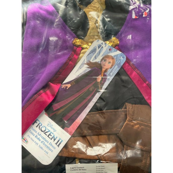 Disney Frozen II 2 Anna Adventure Dress Robe Girls Costume Size 4-6X - Picture 1 of 7